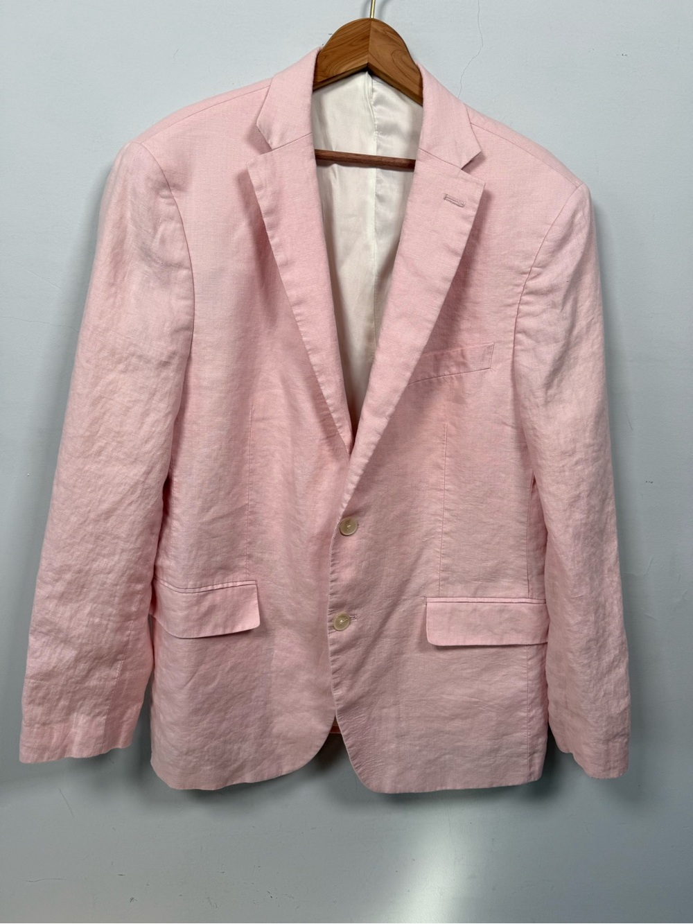 Lauren Ralph Lauren Pink 100% Linen Sport Coat Blazer 41R Paisley Lined
